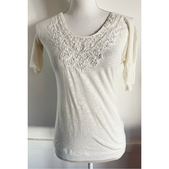 J. Crew Tops - J. Crew • Ivory Off White Lace Appliqué Blouse